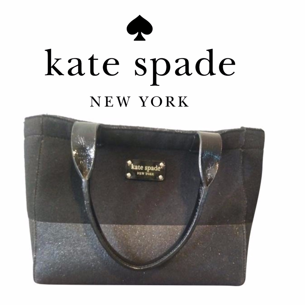 Kate Spade Frosted Quinn Black Felt Glitter Tote